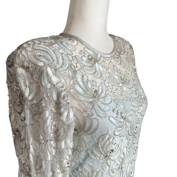 Vintage 1980’s Judith Ann Creations Beaded Gown Small Green - Picture 11 of 14